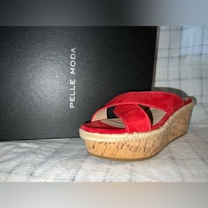Pelle Moda Red Wedge Sandals